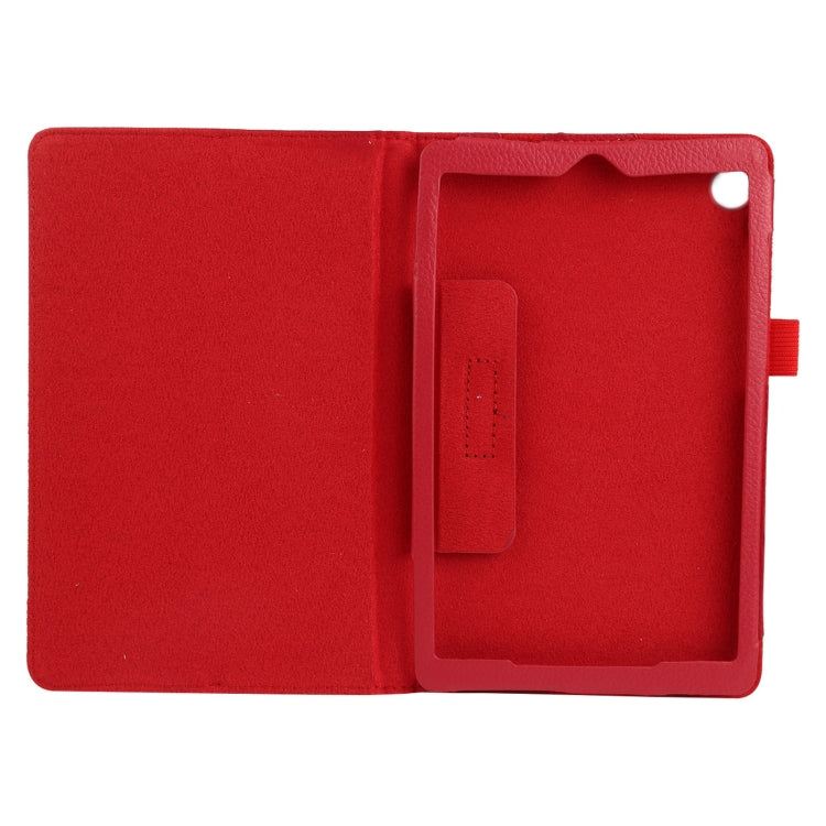 For Lenovo Tab M7 Litchi Texture Solid Color Horizontal Flip Leather Case with Holder & Pen Slot(Red) - Lenovo by buy2fix | Online Shopping UK | buy2fix