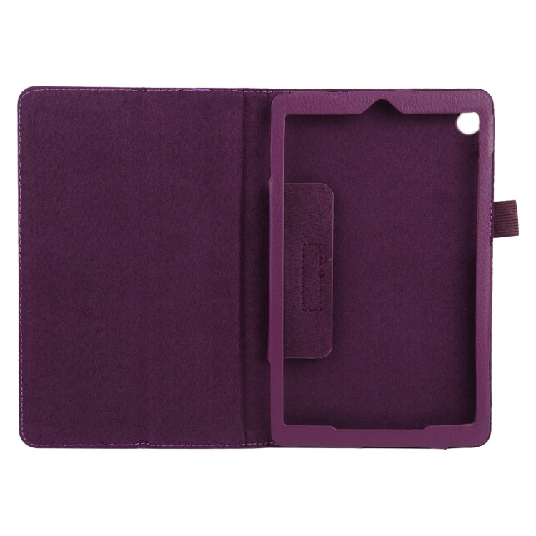 For Lenovo Tab M7 Litchi Texture Solid Color Horizontal Flip Leather Case with Holder & Pen Slot(Purple) - Lenovo by buy2fix | Online Shopping UK | buy2fix