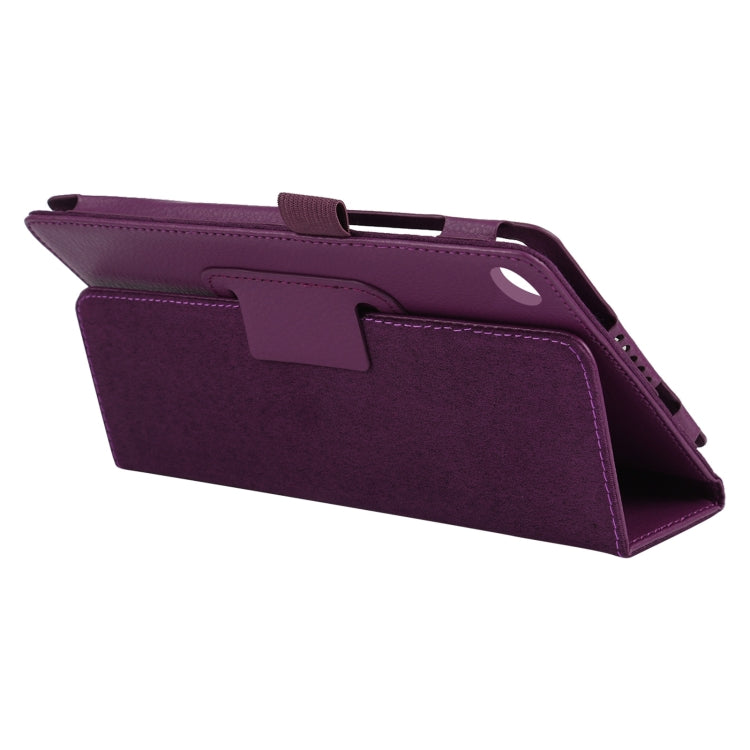 For Lenovo Tab M7 Litchi Texture Solid Color Horizontal Flip Leather Case with Holder & Pen Slot(Purple) - Lenovo by buy2fix | Online Shopping UK | buy2fix