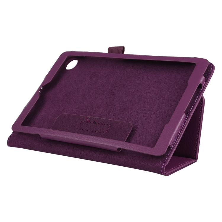 For Lenovo Tab M7 Litchi Texture Solid Color Horizontal Flip Leather Case with Holder & Pen Slot(Purple) - Lenovo by buy2fix | Online Shopping UK | buy2fix