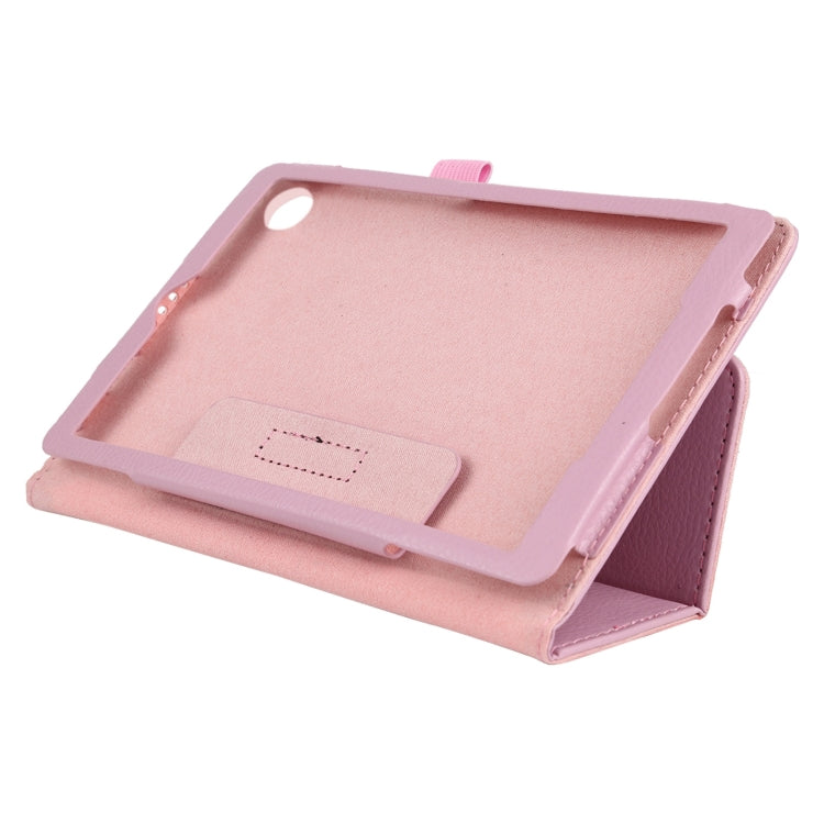 For Lenovo Tab M7 Litchi Texture Solid Color Horizontal Flip Leather Case with Holder & Pen Slot(Pink) - Lenovo by buy2fix | Online Shopping UK | buy2fix