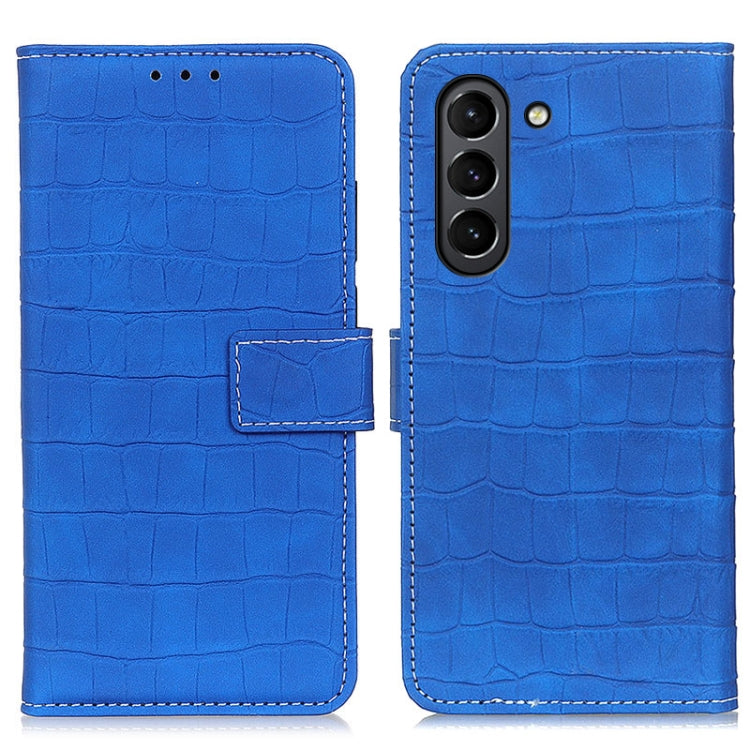 For Samsung Galaxy S21 FE Crocodile Texture Horizontal Flip Leather Case with Holder & Card Slots & Wallet(Blue) by buy2fix
