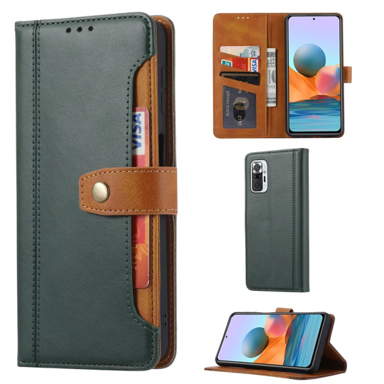 For Xiaomi Redmi Note 10 Pro Calf Texture Double Fold Clasp Horizontal Flip Leather Case with Photo Frame & Holder & Card Slots & Wallet(Green)