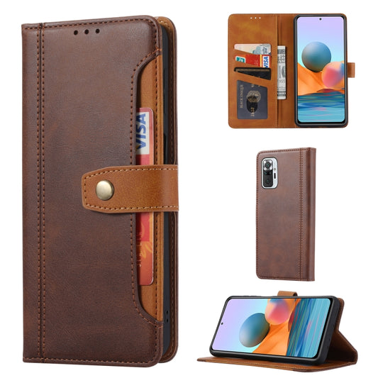 For Xiaomi Redmi Note 10 Pro Calf Texture Double Fold Clasp Horizontal Flip Leather Case with Photo Frame & Holder & Card Slots & Wallet(Coffee) - Xiaomi Cases by buy2fix | Online Shopping UK | buy2fix