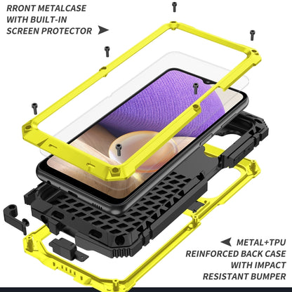 For Samsung Galaxy A32 5G / M32 5G R-JUST Waterproof Shockproof Dustproof Metal + Silicone Protective Case with Holder(Yellow) - Galaxy Phone Cases by R-JUST | Online Shopping UK | buy2fix