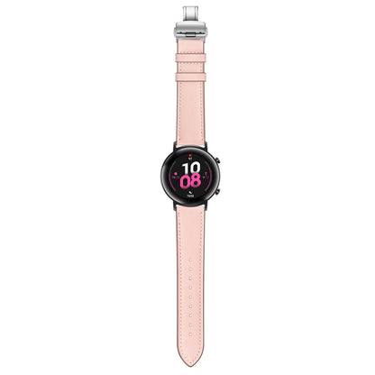 22mm Universal Butterfly Buckle Leather Watch Band, Style:Silver Buckle(Pink) - 22mm Bands by buy2fix | Online Shopping UK | buy2fix
