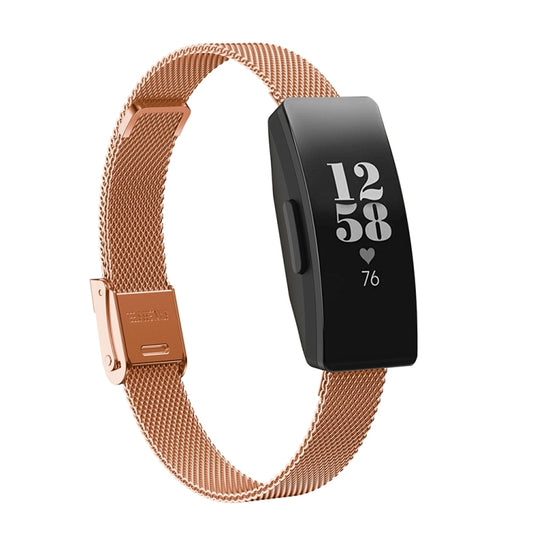 For Fitbit Inspire / Inspire HR / Ace 2 Double Insurance Buckle Milanese Watch Band(Rose Gold) - Watch Bands by buy2fix | Online Shopping UK | buy2fix