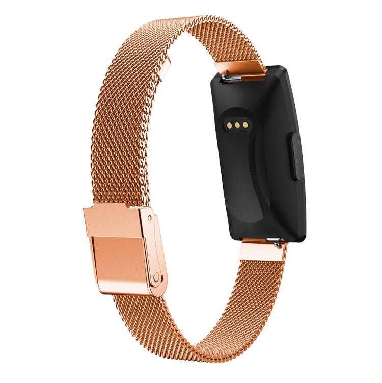 For Fitbit Inspire / Inspire HR / Ace 2 Double Insurance Buckle Milanese Watch Band(Rose Gold) - Watch Bands by buy2fix | Online Shopping UK | buy2fix