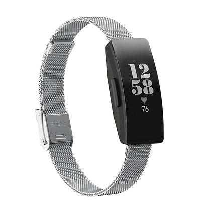 For Fitbit Inspire / Inspire HR / Ace 2 Double Insurance Buckle Milanese Watch Band(Silver) - Watch Bands by buy2fix | Online Shopping UK | buy2fix