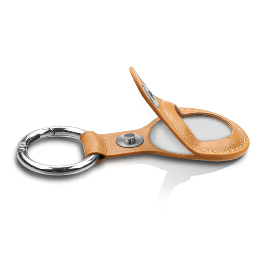 Anti-scratch Top-layer Cowhide Leather Case Cover with Switchable Keychain Ring for AirTag(Light Brown) - Key Chain Series by buy2fix | Online Shopping UK | buy2fix