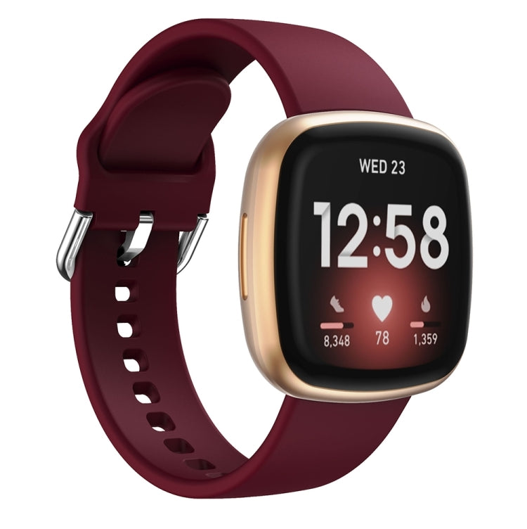 For Fitbit Versa 3 Silicone Watch Band(Wine Red) by buy2fix