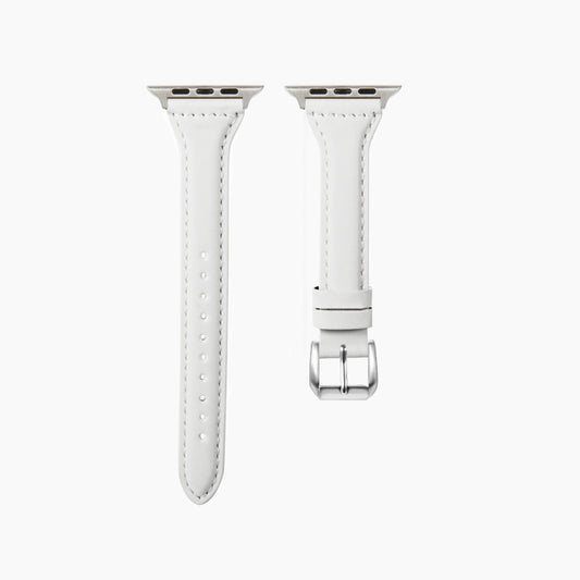 Universal T-shaped Thin Leather Watch Band For Apple Watch Series 7 45mm / 6 & SE & 5 & 4 44mm / 3 & 2 & 1 42mm(White) - Watch Bands by buy2fix | Online Shopping UK | buy2fix