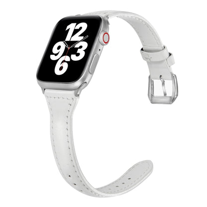 Universal T-shaped Thin Leather Watch Band For Apple Watch Series 7 41mm / 6 & SE & 5 & 4 40mm / 3 & 2 & 1 38mm(White) - Watch Bands by buy2fix | Online Shopping UK | buy2fix
