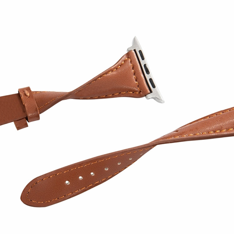 Universal T-shaped Thin Leather Watch Band For Apple Watch Series 7 41mm / 6 & SE & 5 & 4 40mm / 3 & 2 & 1 38mm(White) - Watch Bands by buy2fix | Online Shopping UK | buy2fix