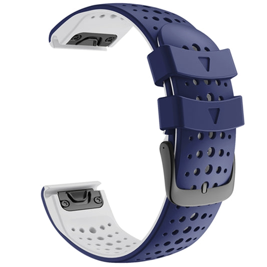 For Garmin Fenix 6 Two-color Silicone Round Hole Quick Release Watch Band(Blue White) - Watch Bands by buy2fix | Online Shopping UK | buy2fix