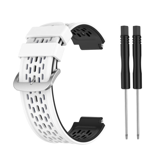 For Garmin Approach S2 / S4 Two-color Silicone Watch Band(White Black) - Watch Bands by buy2fix | Online Shopping UK | buy2fix
