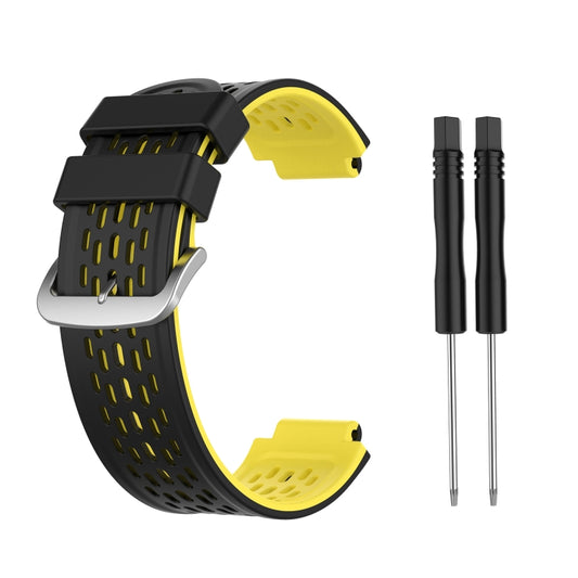 For Garmin Approach S2 / S4 Two-color Silicone Watch Band(Black Yellow) - Watch Bands by buy2fix | Online Shopping UK | buy2fix