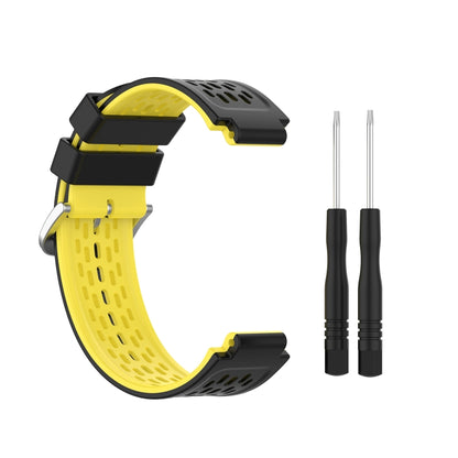 For Garmin Approach S2 / S4 Two-color Silicone Watch Band(Black Yellow) - Watch Bands by buy2fix | Online Shopping UK | buy2fix