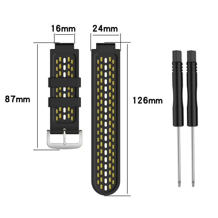 For Garmin Approach S2 / S4 Two-color Silicone Watch Band(Black Yellow) - Watch Bands by buy2fix | Online Shopping UK | buy2fix