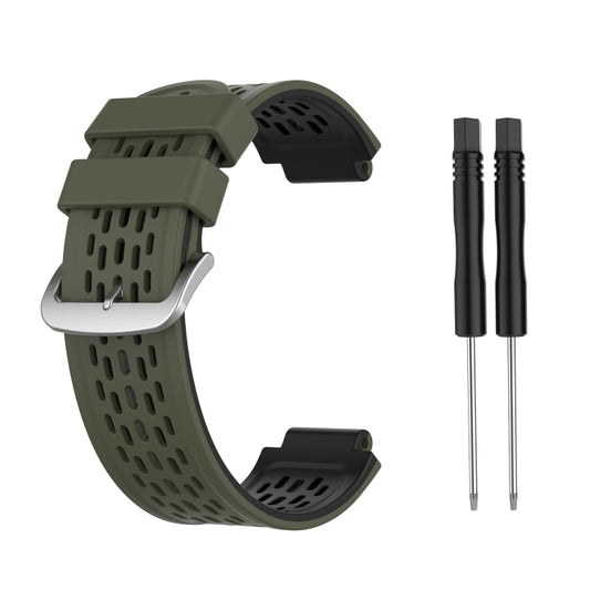 For Garmin Approach S2 / S4 Two-color Silicone Watch Band(Army Green Black) - Watch Bands by buy2fix | Online Shopping UK | buy2fix