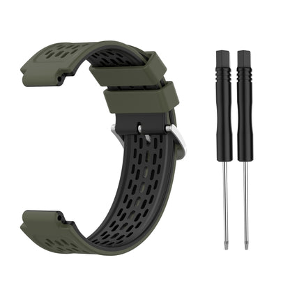 For Garmin Approach S2 / S4 Two-color Silicone Watch Band(Army Green Black) - Watch Bands by buy2fix | Online Shopping UK | buy2fix