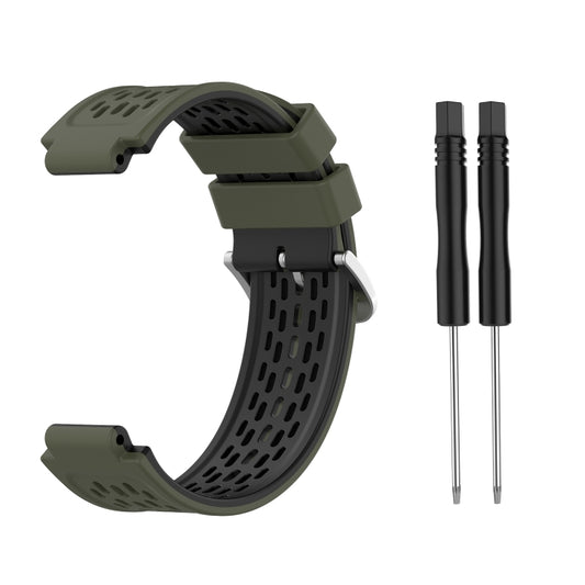 For Garmin Approach S2 / S4 Two-color Silicone Watch Band(Army Green Black) - Watch Bands by buy2fix | Online Shopping UK | buy2fix