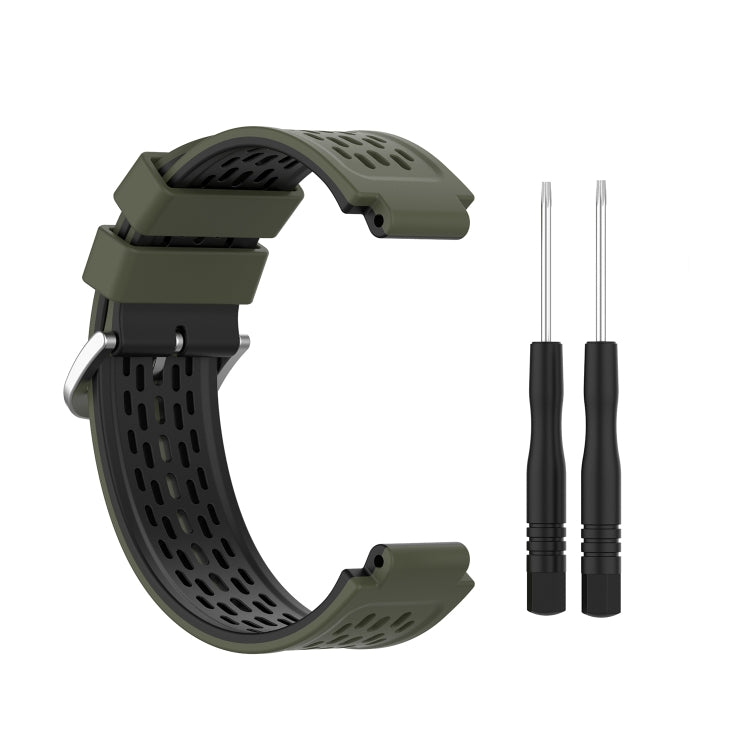 For Garmin Approach S2 / S4 Two-color Silicone Watch Band(Army Green Black) - Watch Bands by buy2fix | Online Shopping UK | buy2fix