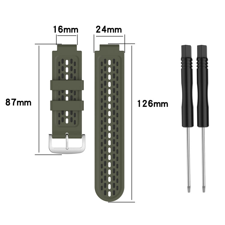 For Garmin Approach S2 / S4 Two-color Silicone Watch Band(Army Green Black) - Watch Bands by buy2fix | Online Shopping UK | buy2fix
