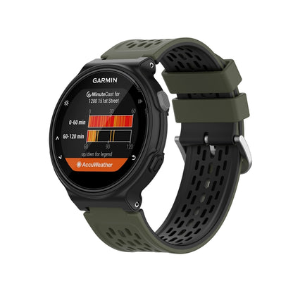 For Garmin Approach S2 / S4 Two-color Silicone Watch Band(Army Green Black) - Watch Bands by buy2fix | Online Shopping UK | buy2fix