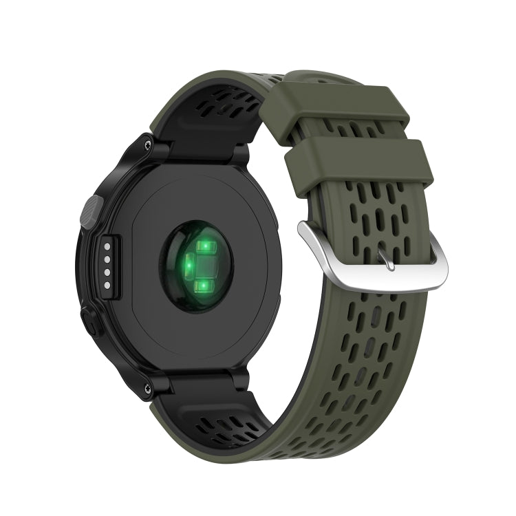 For Garmin Approach S2 / S4 Two-color Silicone Watch Band(Army Green Black) - Watch Bands by buy2fix | Online Shopping UK | buy2fix