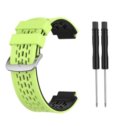 For Garmin Approach S2 / S4 Two-color Silicone Watch Band(Lime Green Black) - Watch Bands by buy2fix | Online Shopping UK | buy2fix