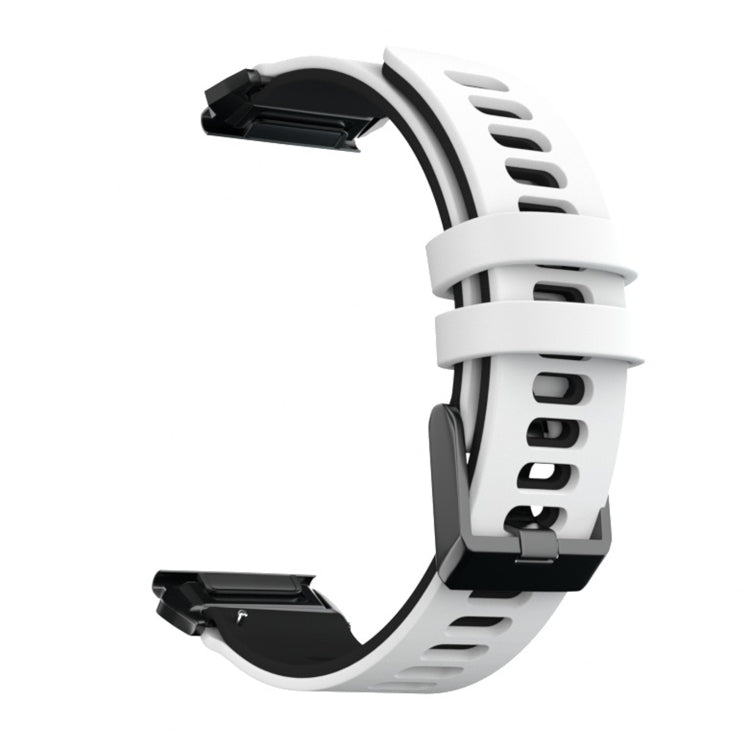 For Garmin Fenix 6X Two-color Silicone Quick Release Watch Band(White Black) - Watch Bands by buy2fix | Online Shopping UK | buy2fix