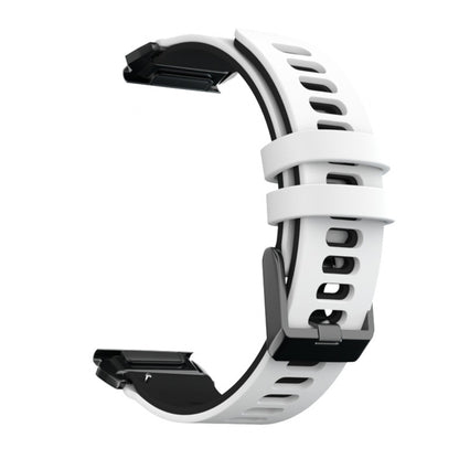 For Garmin Fenix 6X Two-color Silicone Quick Release Watch Band(White Black) - Watch Bands by buy2fix | Online Shopping UK | buy2fix