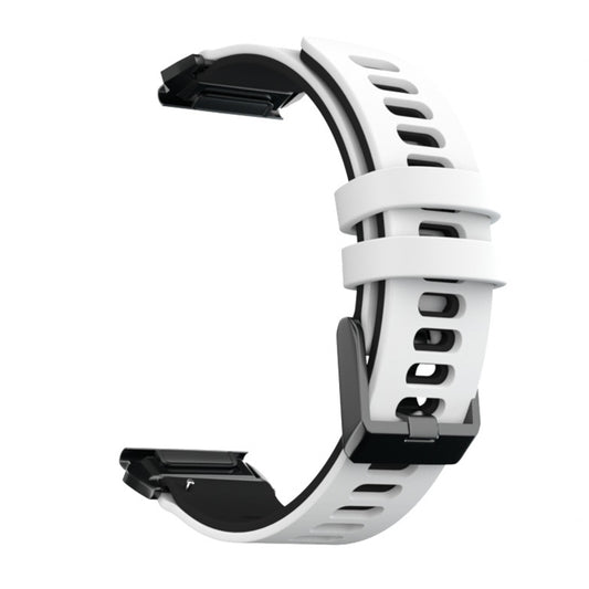 For Garmin Fenix 6X Two-color Silicone Quick Release Watch Band(White Black) - Watch Bands by buy2fix | Online Shopping UK | buy2fix