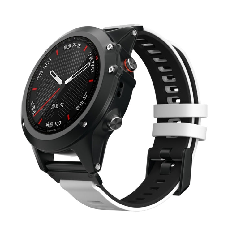 For Garmin Fenix 6X Two-color Silicone Quick Release Watch Band(White Black) - Watch Bands by buy2fix | Online Shopping UK | buy2fix