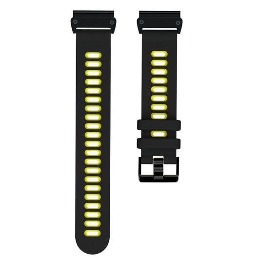 For Garmin Fenix 6X Two-color Silicone Quick Release Watch Band(Black Yellow) - Watch Bands by buy2fix | Online Shopping UK | buy2fix