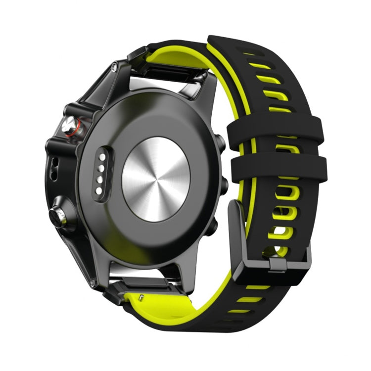 For Garmin Fenix 6X Two-color Silicone Quick Release Watch Band(Black Yellow) - Watch Bands by buy2fix | Online Shopping UK | buy2fix