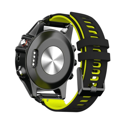 For Garmin Fenix 6X Two-color Silicone Quick Release Watch Band(Black Yellow) - Watch Bands by buy2fix | Online Shopping UK | buy2fix