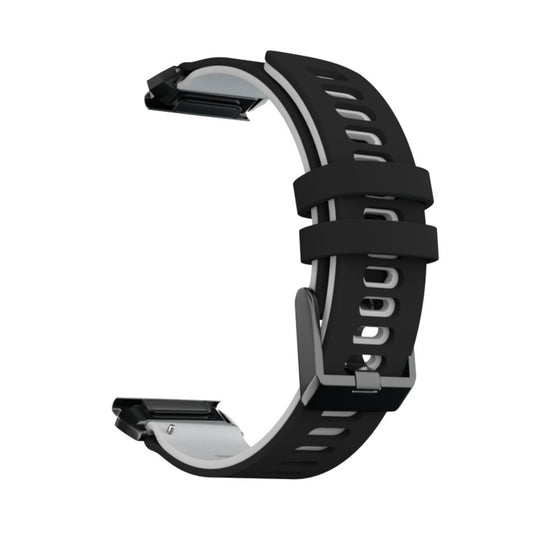 For Garmin Fenix 6X Two-color Silicone Quick Release Watch Band(Black Grey) - Watch Bands by buy2fix | Online Shopping UK | buy2fix