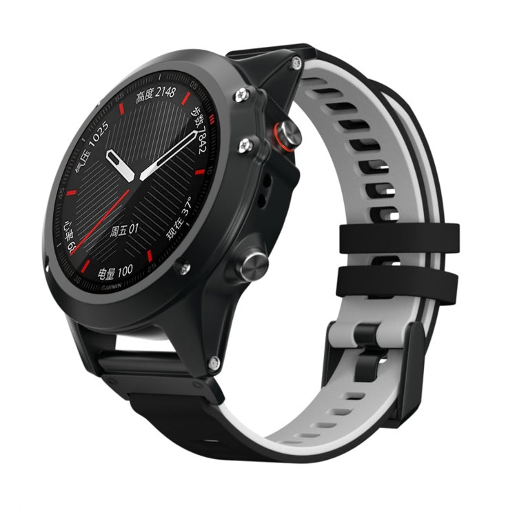 For Garmin Fenix 6X Two-color Silicone Quick Release Watch Band(Black Grey) - Watch Bands by buy2fix | Online Shopping UK | buy2fix