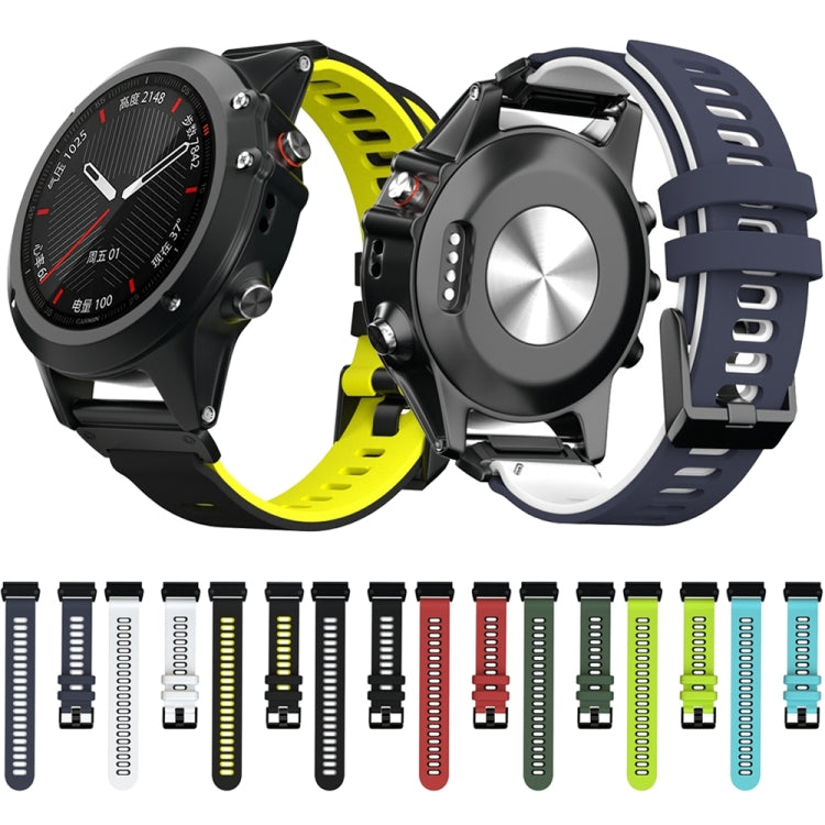 For Garmin Fenix 6X Two-color Silicone Quick Release Watch Band(Black Yellow) - Watch Bands by buy2fix | Online Shopping UK | buy2fix