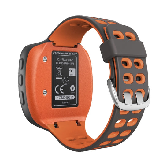 For Garmin Forerunner 310XT Two-color Silicone Watch Band(Grey Orange) - Watch Bands by buy2fix | Online Shopping UK | buy2fix