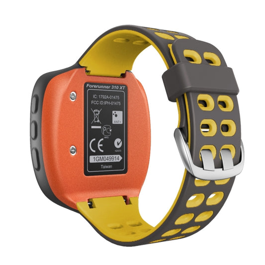 For Garmin Forerunner 310XT Two-color Silicone Watch Band(Grey Yellow) - Watch Bands by buy2fix | Online Shopping UK | buy2fix
