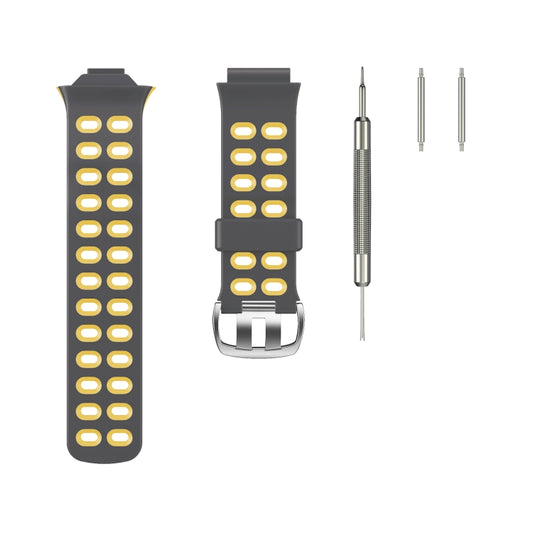 For Garmin Forerunner 310XT Two-color Silicone Watch Band(Grey Yellow) - Watch Bands by buy2fix | Online Shopping UK | buy2fix