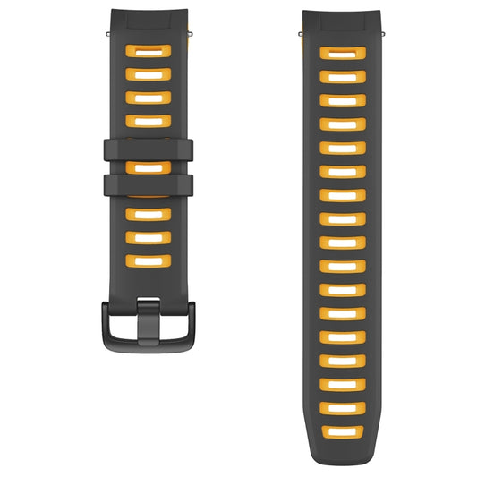 For Garmin Instinct / Instinct Esports Two-color Silicone Watch Band(Black+Yellow) - Watch Bands by buy2fix | Online Shopping UK | buy2fix