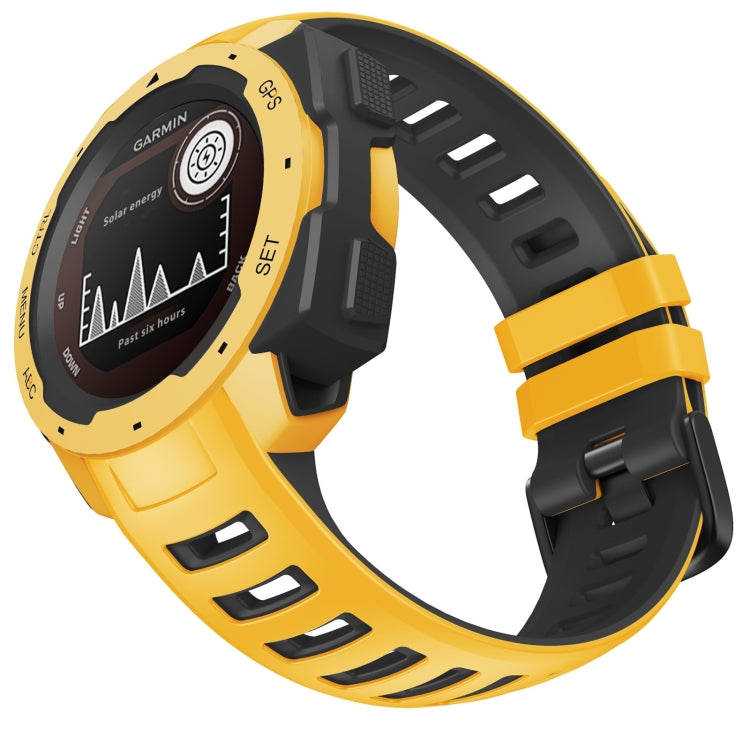 For Garmin Instinct / Instinct Esports Two-color Silicone Watch Band(Yellow+Black) - Watch Bands by buy2fix | Online Shopping UK | buy2fix