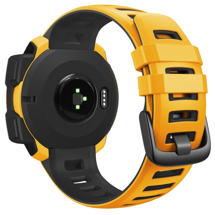 For Garmin Instinct / Instinct Esports Two-color Silicone Watch Band(Yellow+Black) - Watch Bands by buy2fix | Online Shopping UK | buy2fix