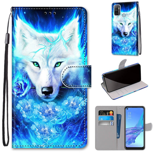 For OPPO A53 4G(2020) / A53s / A32 / A33 (2020) Coloured Drawing Cross Texture Horizontal Flip PU Leather Case with Holder & Card Slots & Wallet & Lanyard(Dick Rose Wolf) by buy2fix