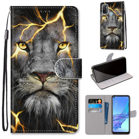 For OPPO A53 4G(2020) / A53s / A32 / A33 (2020) Coloured Drawing Cross Texture Horizontal Flip PU Leather Case with Holder & Card Slots & Wallet & Lanyard(Fission Lion) by buy2fix