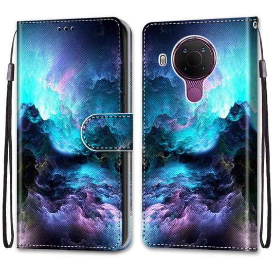 For Nokia 5.4 Coloured Drawing Cross Texture Horizontal Flip PU Leather Case with Holder & Card Slots & Wallet & Lanyard(Colorful Clouds) by buy2fix